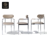 RON GROUP commercial series - chrome frame dining chair beige upholstered round back view