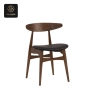 RON GROUP Wood Dining Side Chair Series E - Wooden Frame with Black Seat