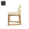 RON GROUP commercial series - side view wooden dining chair with cream upholstery profile