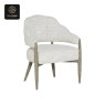 RON GROUP Club Sofa Series M - White Fabric Armchair with Wooden Frame