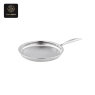 A single hammered stainless steel frying pan with a silver handle on a white background.