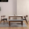 RON GROUP Dining Set - Wood Chairs, Marble Table & Bench