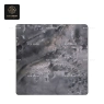 A gray stone tabletop with rounded corners and two matching gray bases.