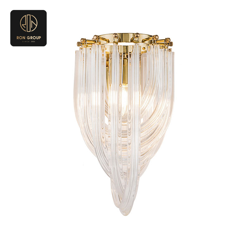 Modern Gold & Glass Chandelier