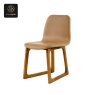 RON GROUP commercial seating - wooden base dining chair with tan upholstered seat for restaurants