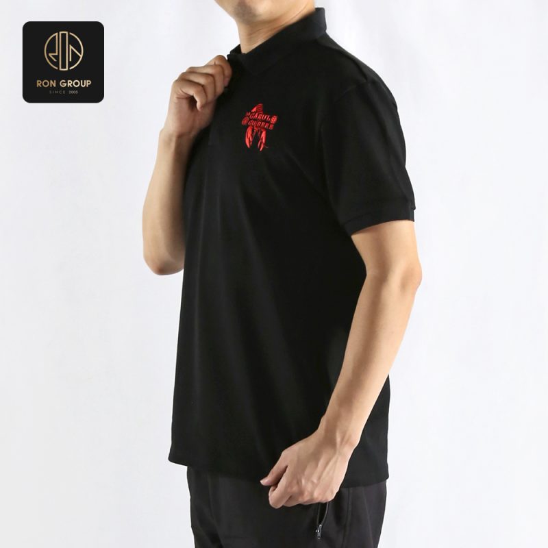 Black Polo with Red Accents
