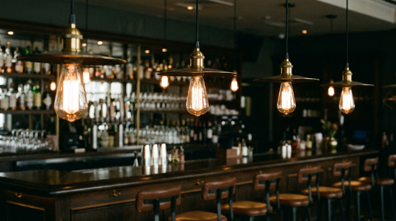 restaurant pendant light installation detail