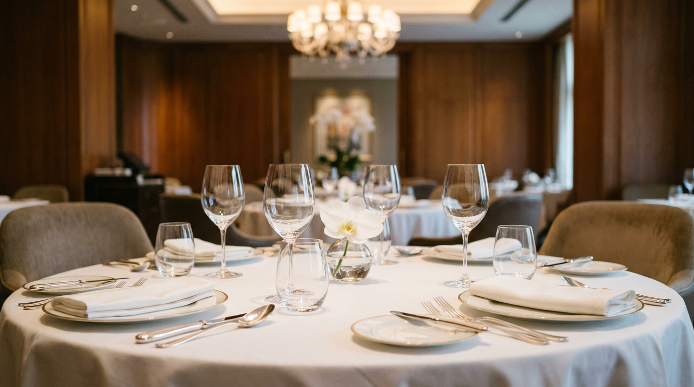 fine dining table setting front house