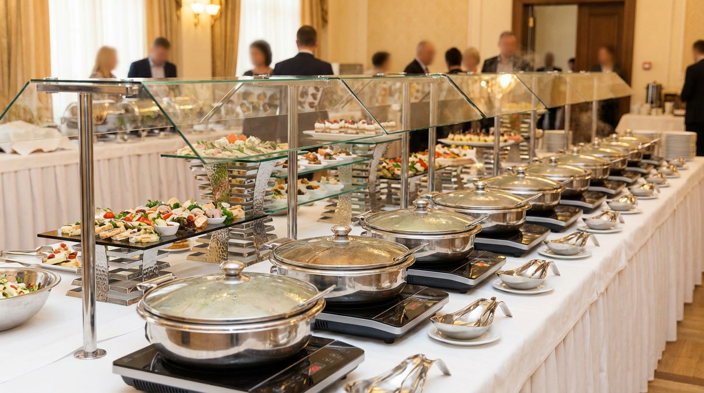 Buffet Equipment Essentials: Chafing Dishes, Display Stands, and Serving Tools