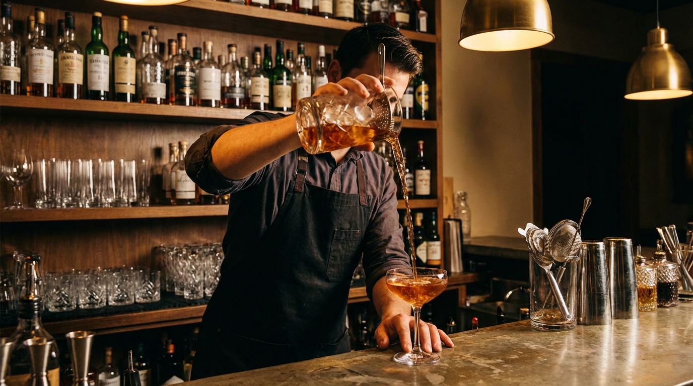 bartender cocktail glassware service