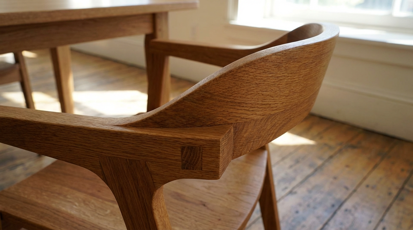 wooden restaurant chair craftsmanship detail