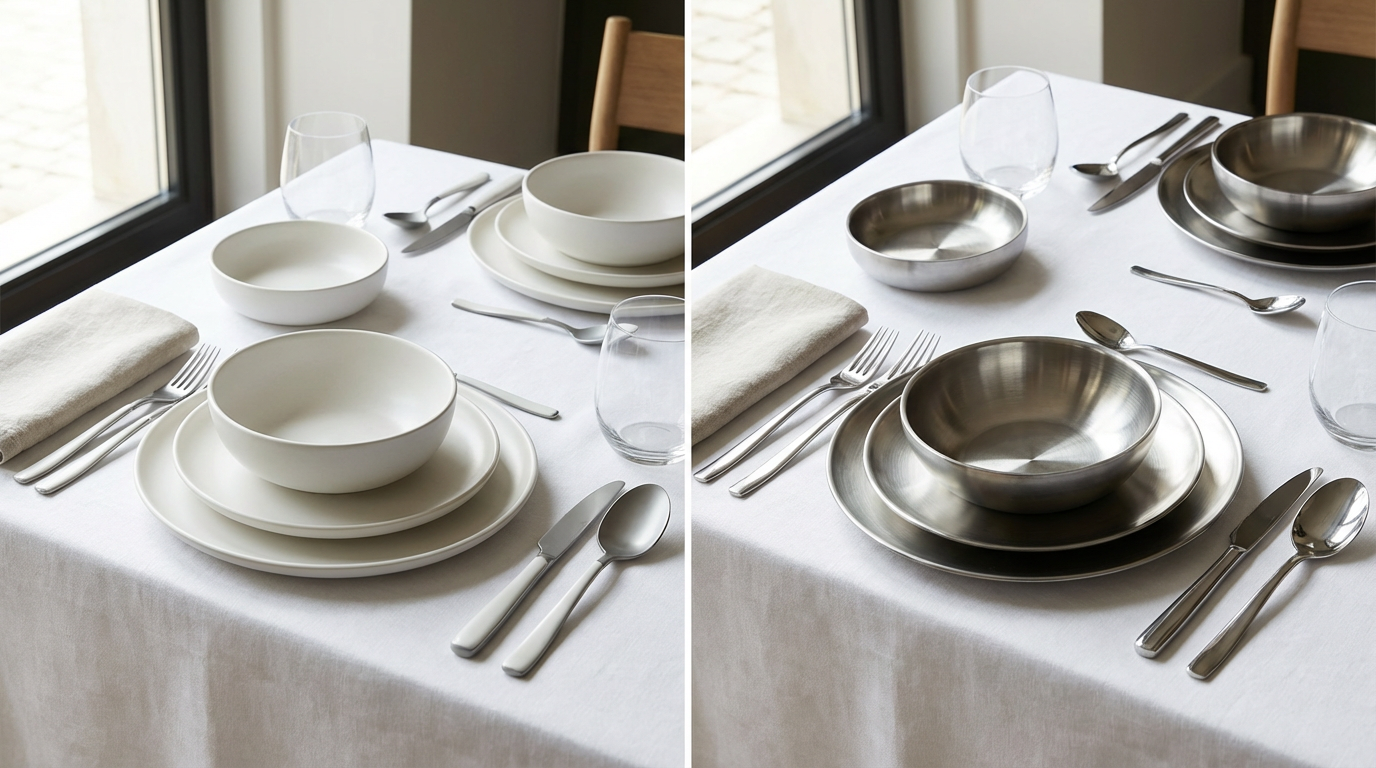stainless steel vs ceramic tableware comparison
