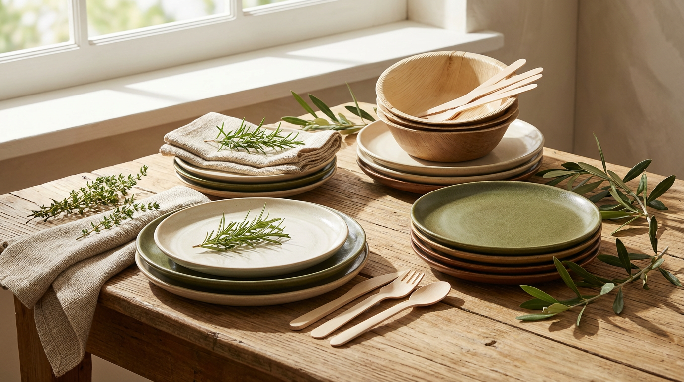 sustainable eco friendly tableware display