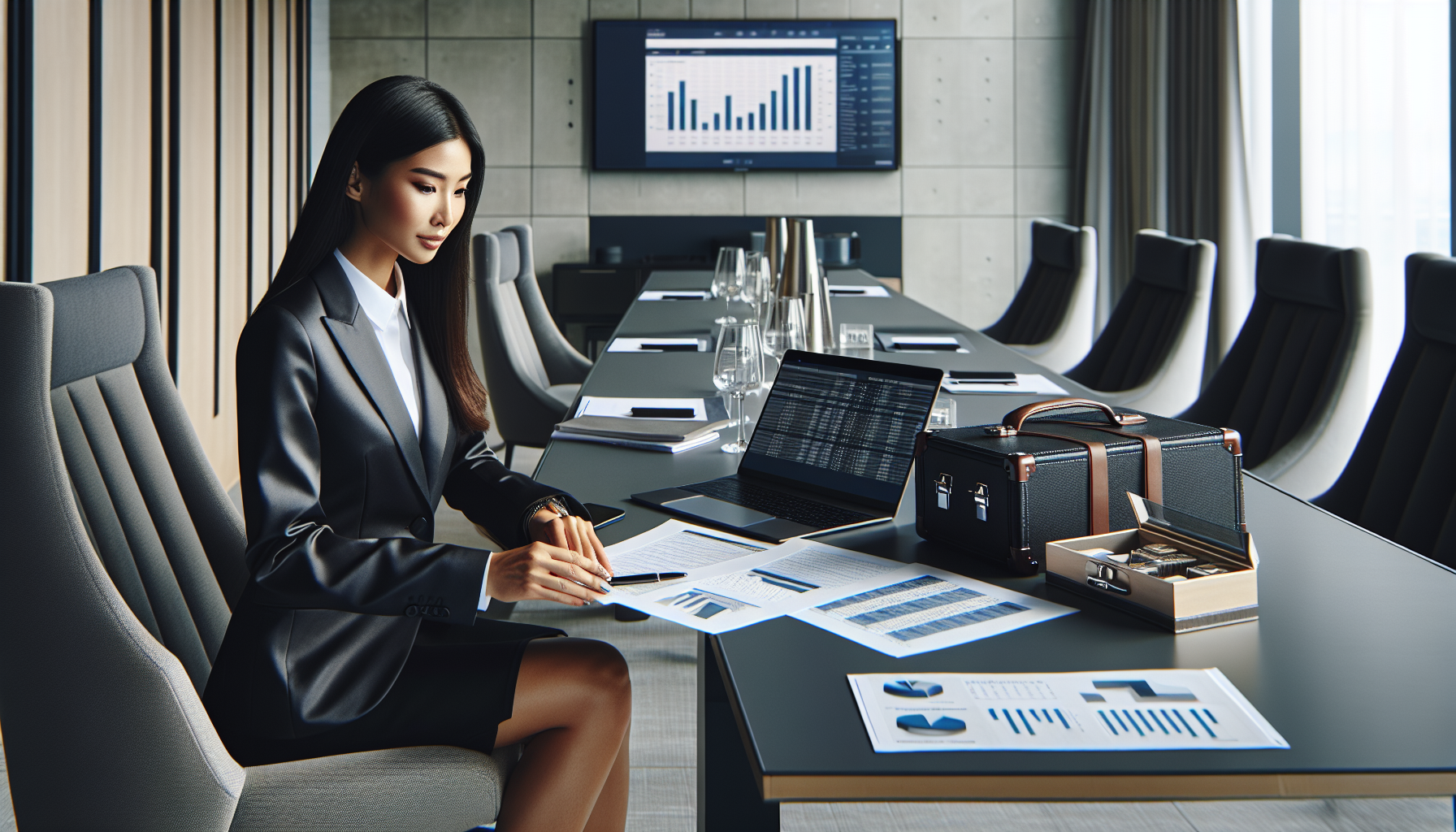 Procurement manager reviewing hotel housekeeping annual budget spreadsheet with cost per occupied room metrics by supply category