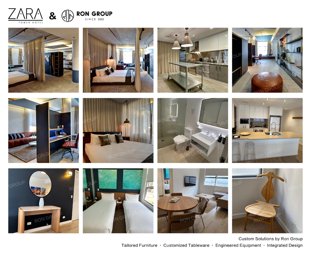 A collage showing various interior shots including bedrooms, kitchens, and custom furniture pieces.