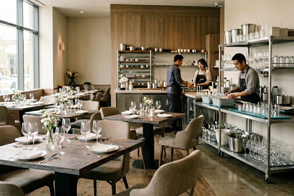 Restaurant glassware program across dining bar storage and washing