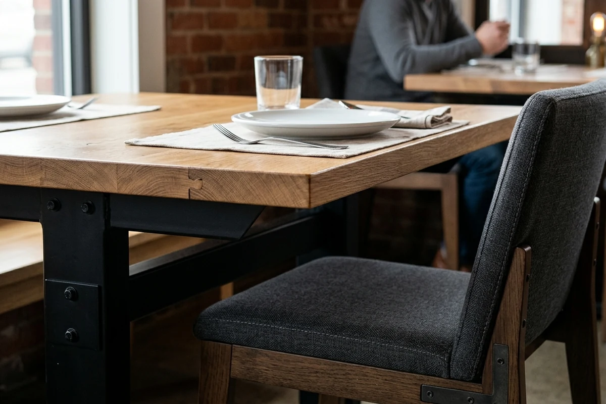 Commercial white plates presented in a restaurant service setting.