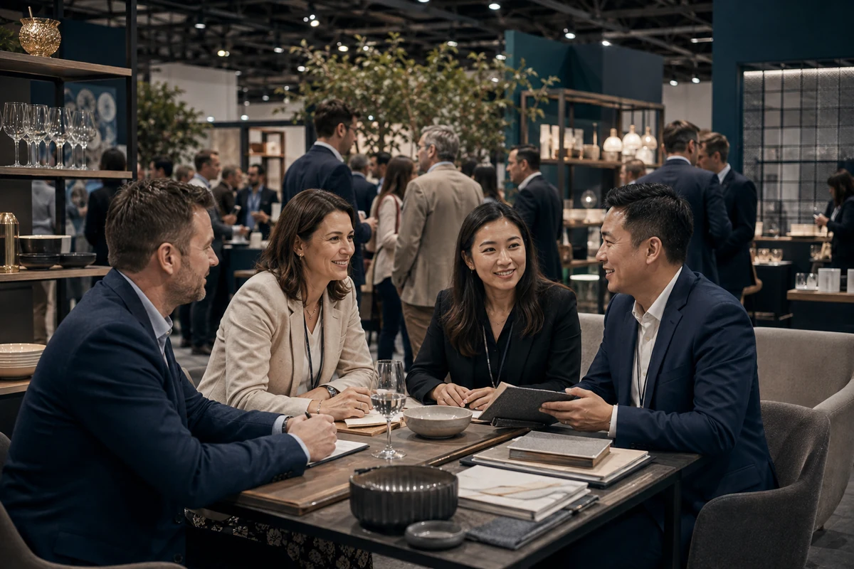 Hospitality buyers meeting a sourcing team at a professional Australian foodservice trade show