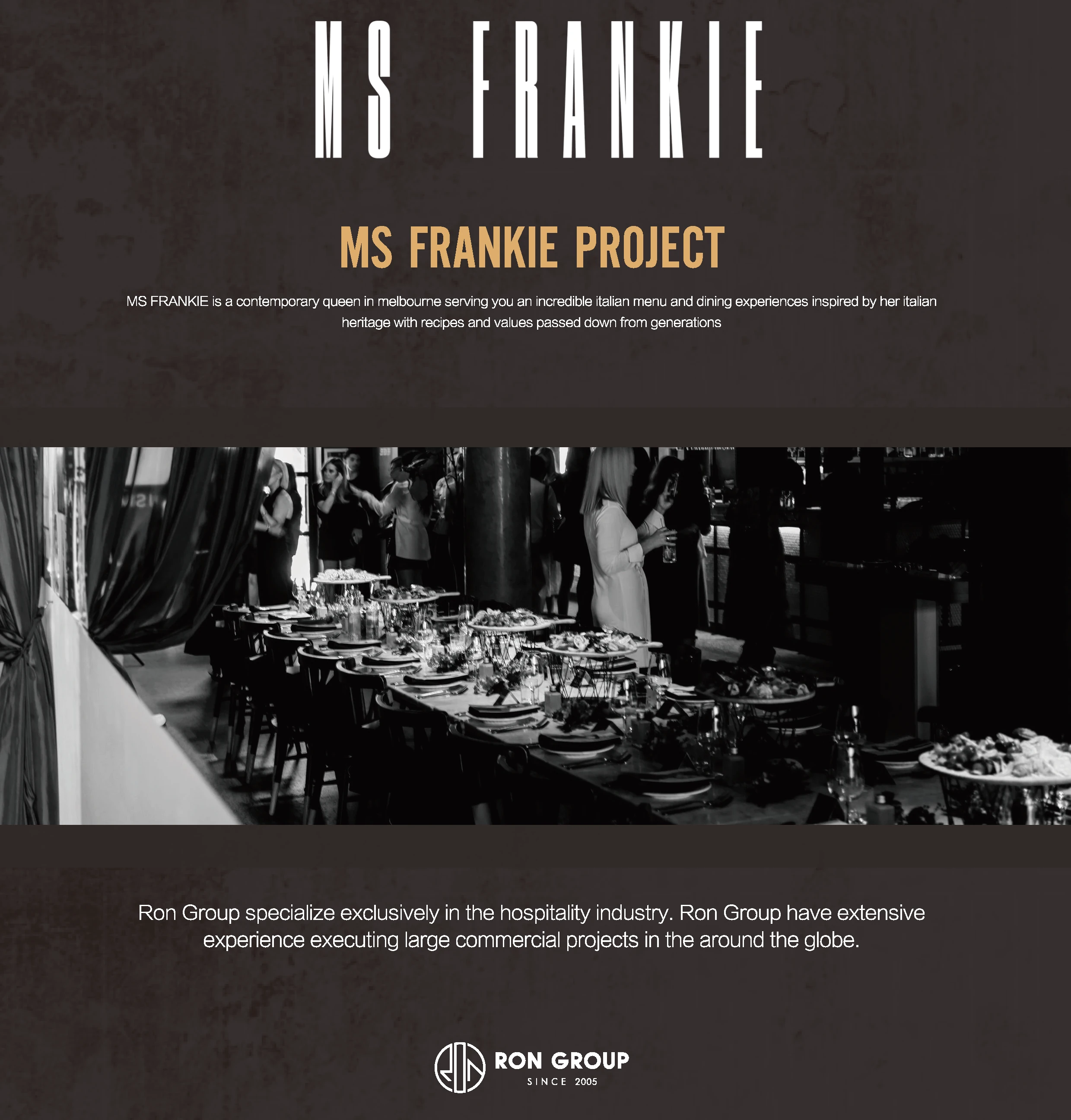 MS Frankie Melbourne Italian Dining Room and Bespoke Tableware