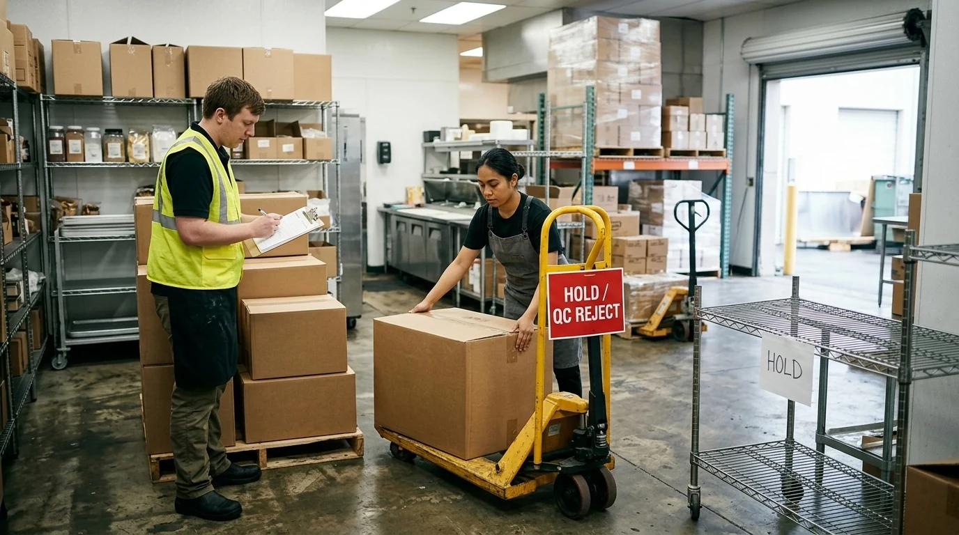 Warehouse Receiving Dock Personnel Checking Pallet Shipments