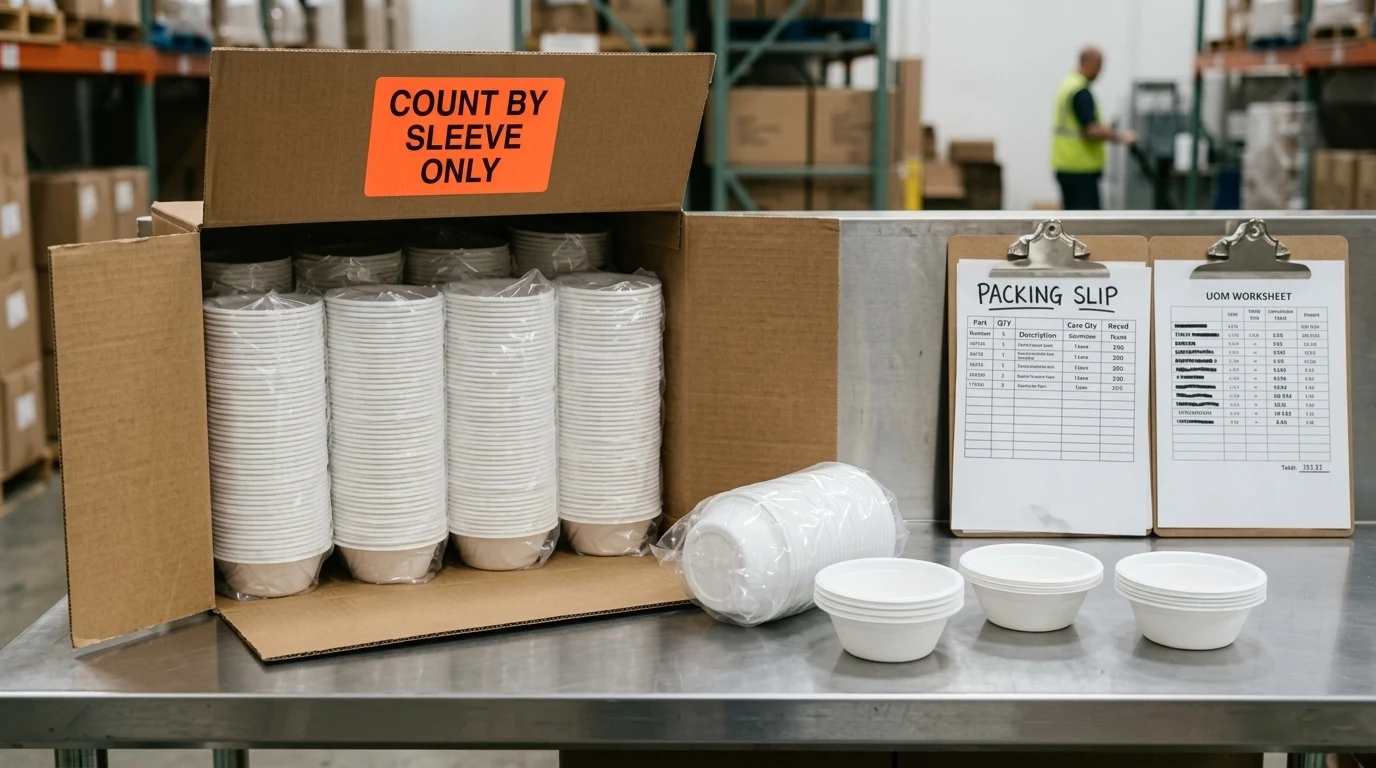 Disposable Bowls in Sleeves and Inner Pack Warehouse Inspection