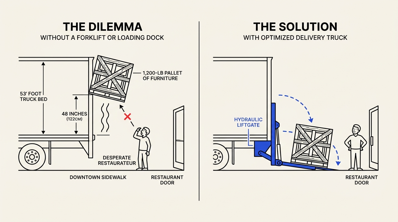 The 48-Inch Chasm: Loading Dock Dilemma vs Hydraulic Liftgate Solution